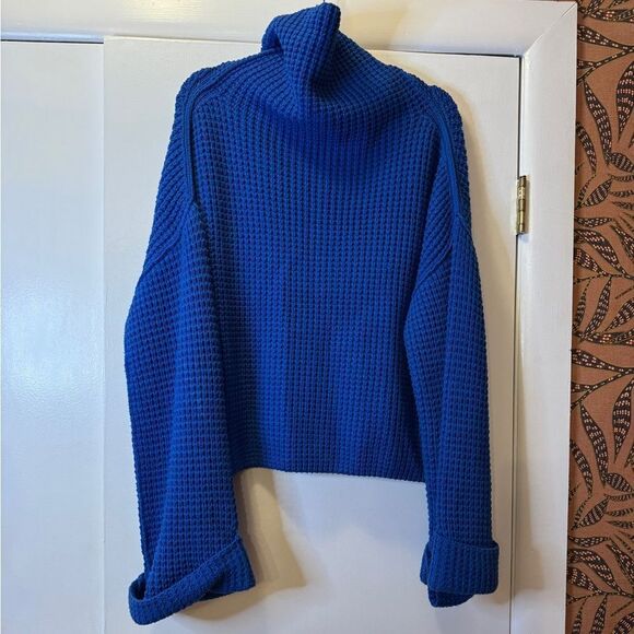 FREE PEOPLE Park City Pullover Sweater Blue Women’s Size Medium - Picture 4 of 7